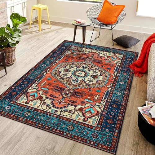 WONGS BEDDING Boho Teppich Wohnzimmer Schlafzimmer Kurzflor Teppiche Waschbar Weich rutschfest...