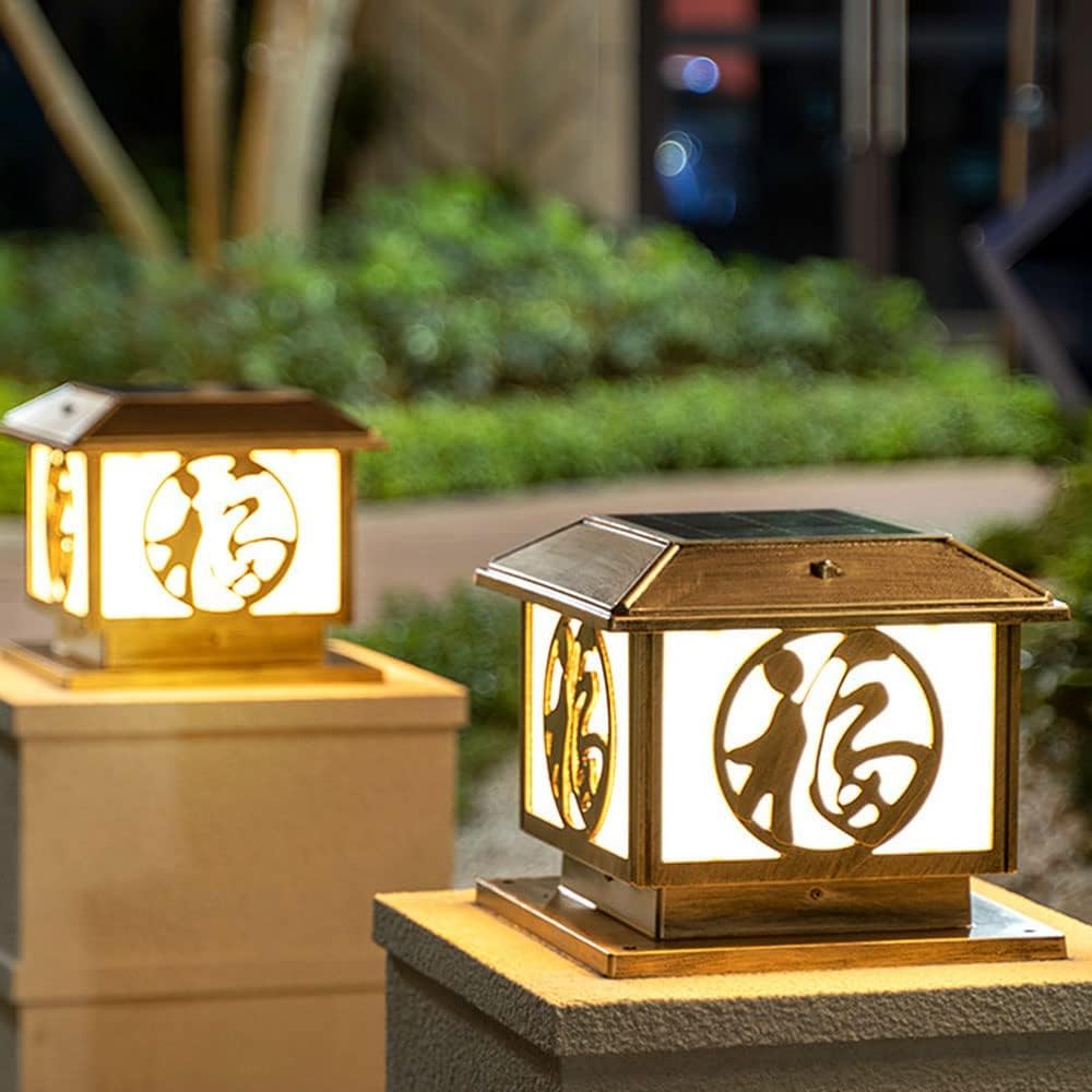 Lampy solarne na zewnątrz Lampy ogrodowe Lampy krajobrazowe Trawnik zewnętrzny Taras Weranda Dziedziniec Oświetlenie kanałów ulicznych(Bronze,25CM)