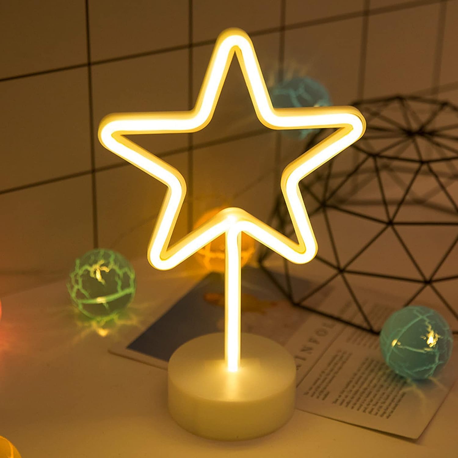 Love Heart Rainbow LED Neon Light Sign Lamp Freestanding Lighting USB or Battery Powered Night Light Room Home Decor Bar Party Lights Birthday Gift Xmas Wedding Lamps (Star)