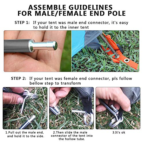 Weanas Aluminum Rod Tent Pole Replacement Tent Poles Accessories, Multifunction Lightweight Tent Pole Repair Kit, 7001 Series Aircraft-Grade Aluminum