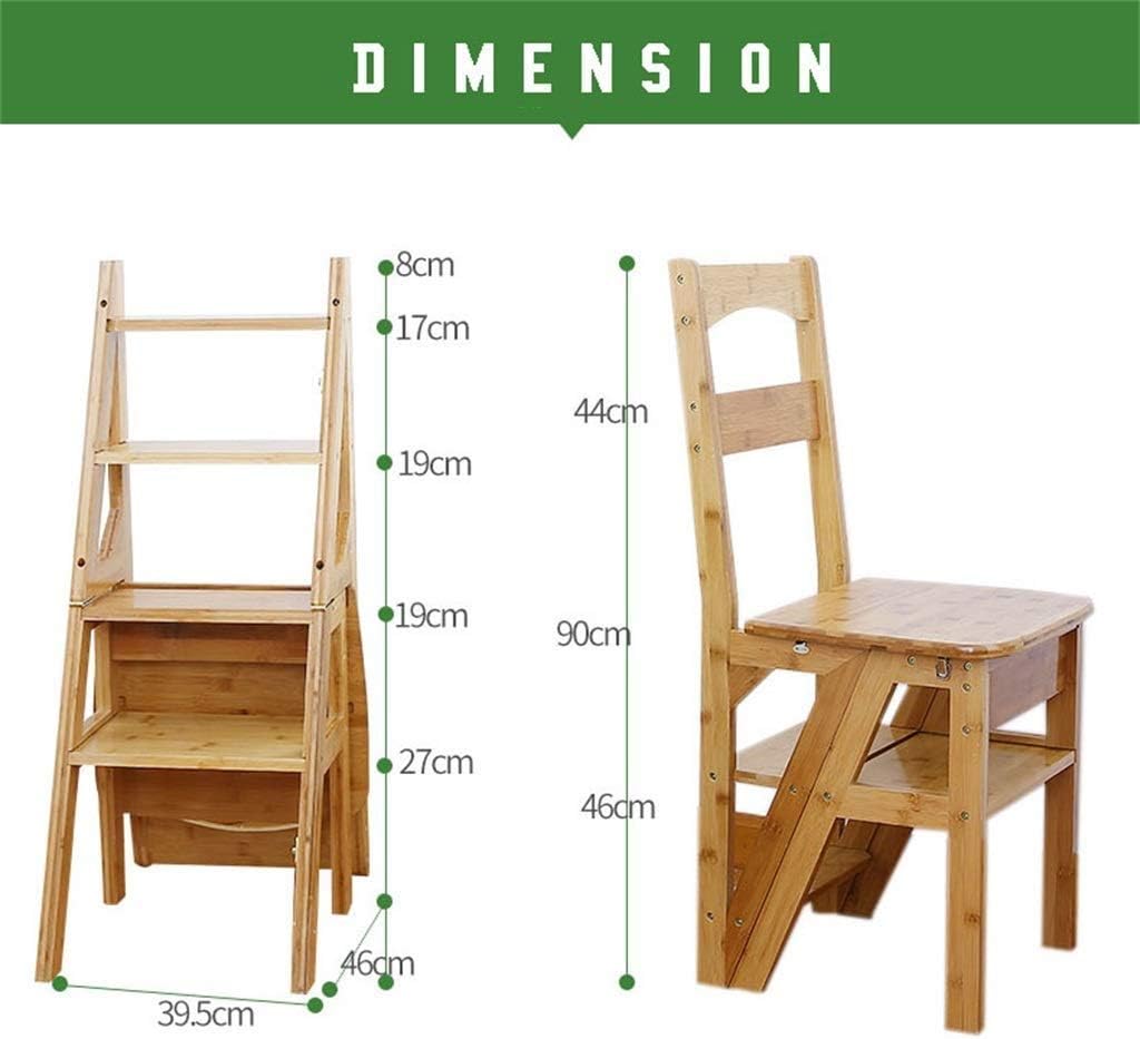 Multifunctional Portable Folding Bamboo Step Stool 4 Step Ladder for Home Office & Library Versatile Chair & Flower Stand Lightweight & Space Saving Design