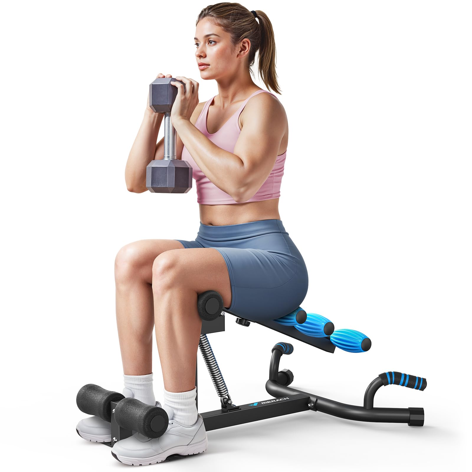 MERACH Squat Machine, Attrezzatura per Home Gym Con 3 Resistenza & Max 136 KG, Sicura e Facile da Usare, Allenatore per Squat per Fitness & Tonificazione, Recupero, Allenamento Della Forza - Noir