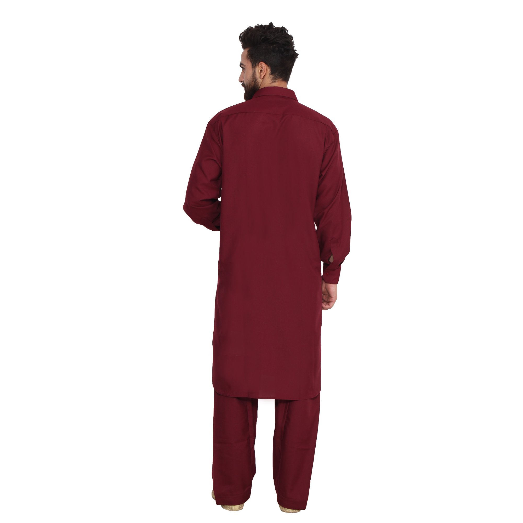 Sojanya (Since 1958 Men's Maroon Cotton Blend Pathani Kurta Salwar