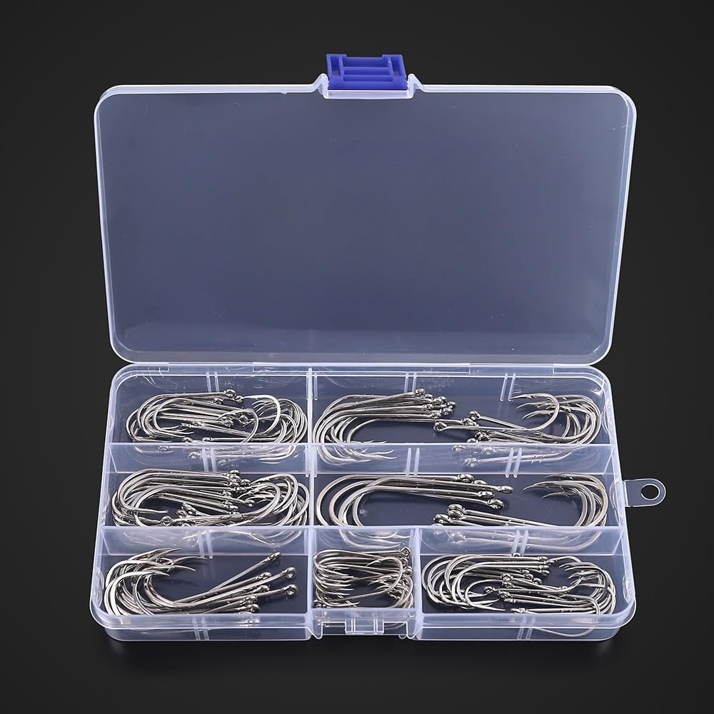 120pcs Lungo Gambo Mare Salata Ami Doppio Barb Punto Offset Per Fondo Pesca Live Bait E Costiera Surf Casting