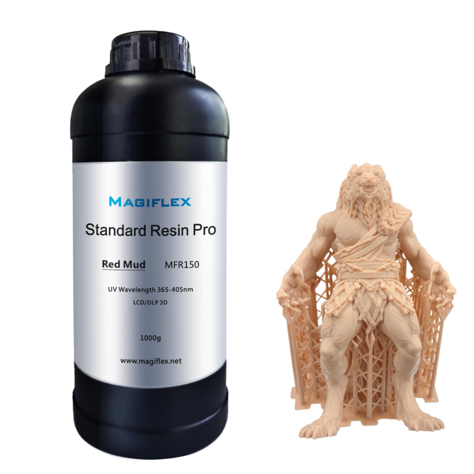 MAGIFLEX Standard Resin PRO for Miniature Printing, 14K High Resolution & Matte Texture & Rapid Photopolymer LCD/DLP/SLA 3D Printing (1000g? (Red Mud)