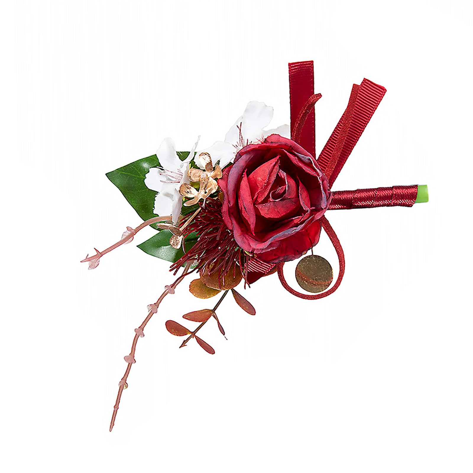 LUCKGONI Elegant Wedding Corsage For Bride And Groom With Realistic Roses And Leaves Perfect For Western Ceremonies