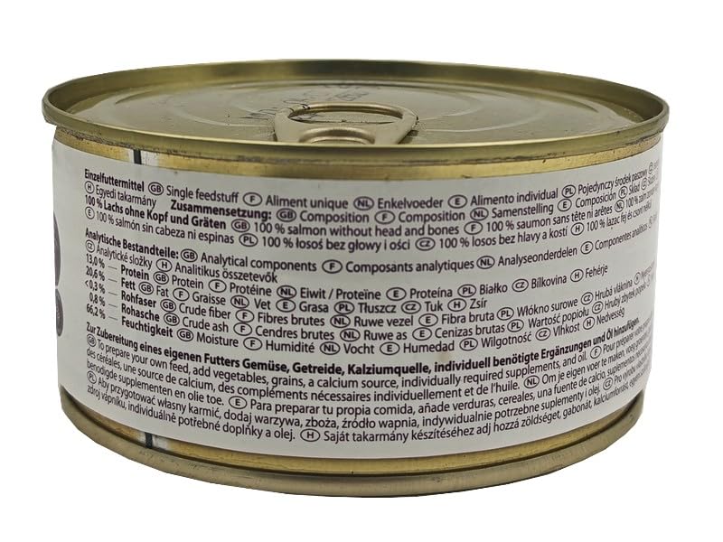 Lunderland Reinfleisch Lachs 300g Dose I Einzelfuttermittel für Hunde und Katzen I 100% frisches Lachsfilet mit Haut I ohne Zusatz von Wasser, Bindemitteln und Füllstoffen