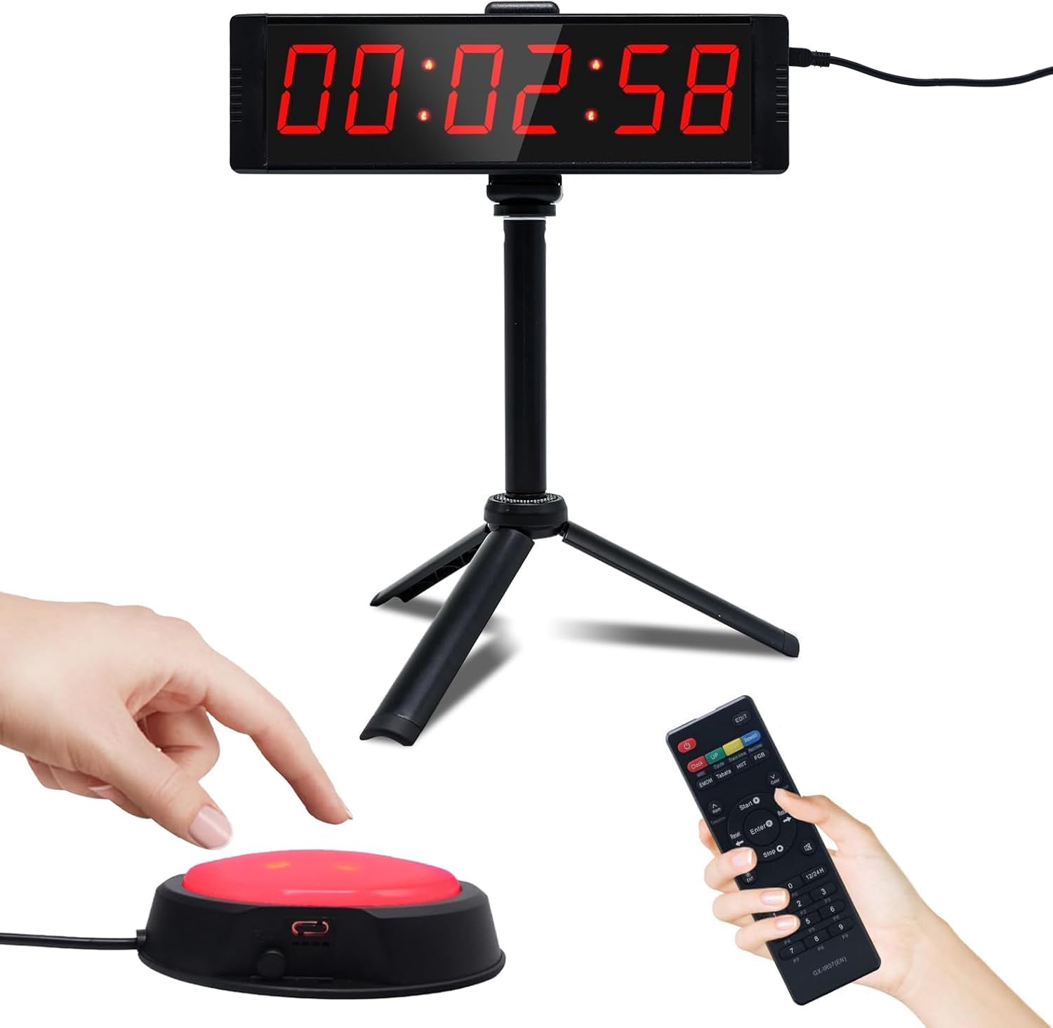 Grand chronomètre avec bouton marche/arrêt, minuterie numérique LED avec télécommande, compte à rebours avec buzzer, horloge de salle de sport pour salle de sport à domicile, minuterie