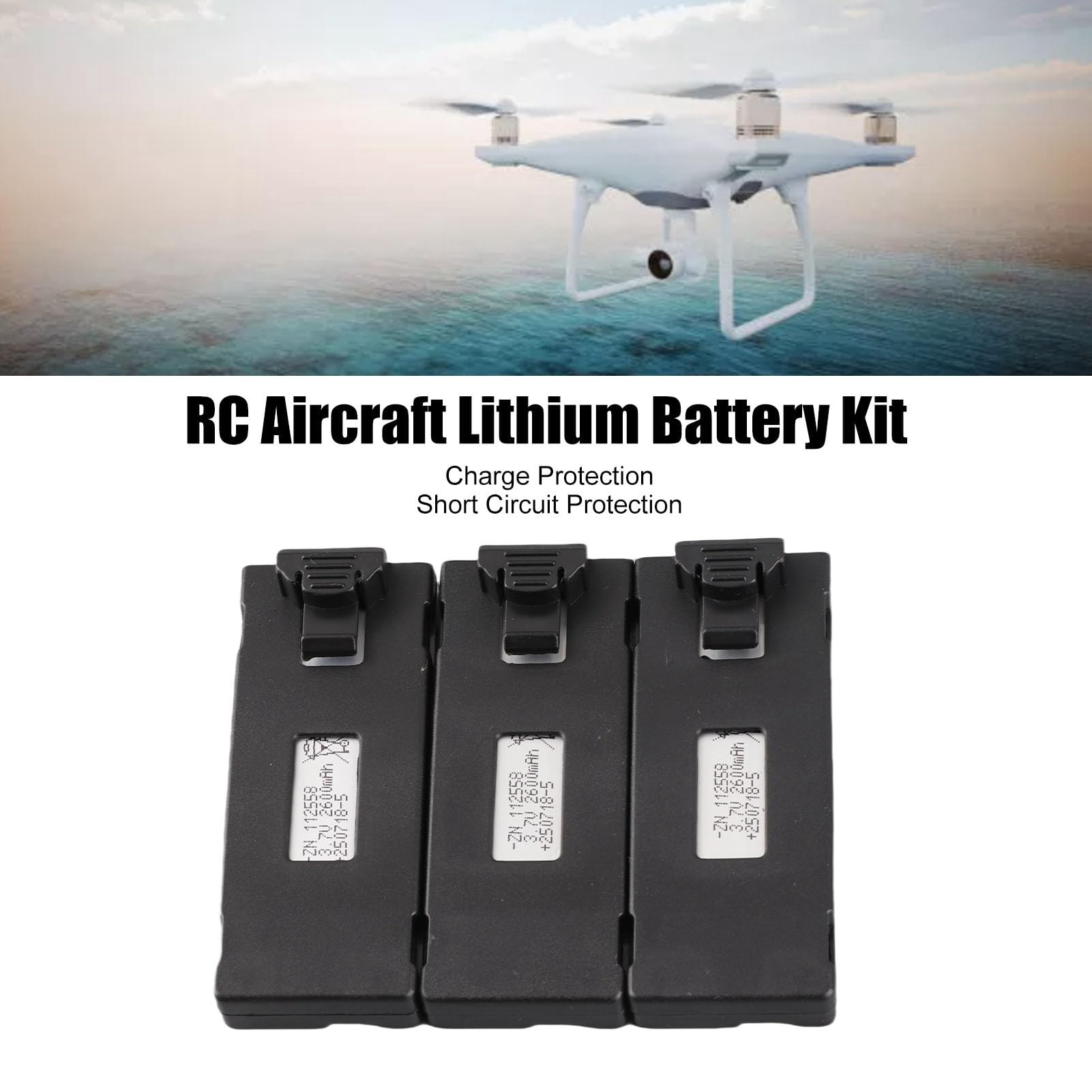 Aoresac Batería de Litio para Dron E88 RC, 3,7 V 2600 Mah de Gran Capacidad, Diseño Liviano, Protección contra Sobrecarga para E88, E88PRO, LsE525 Aoresac Batería de Litio para Dron E88 RC, 3,7 V 2600 Mah de Gran Capacidad, Diseño Liviano, Protección contra Sobrecarga para E88, E88PRO, LsE525