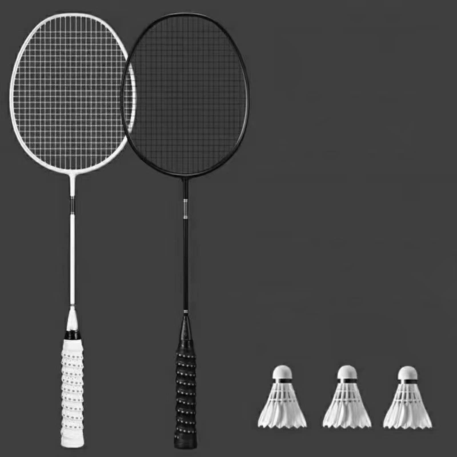 Set di 2 racchette da badminton in carbonio in alluminio con volani da badminton e borsa per il trasporto