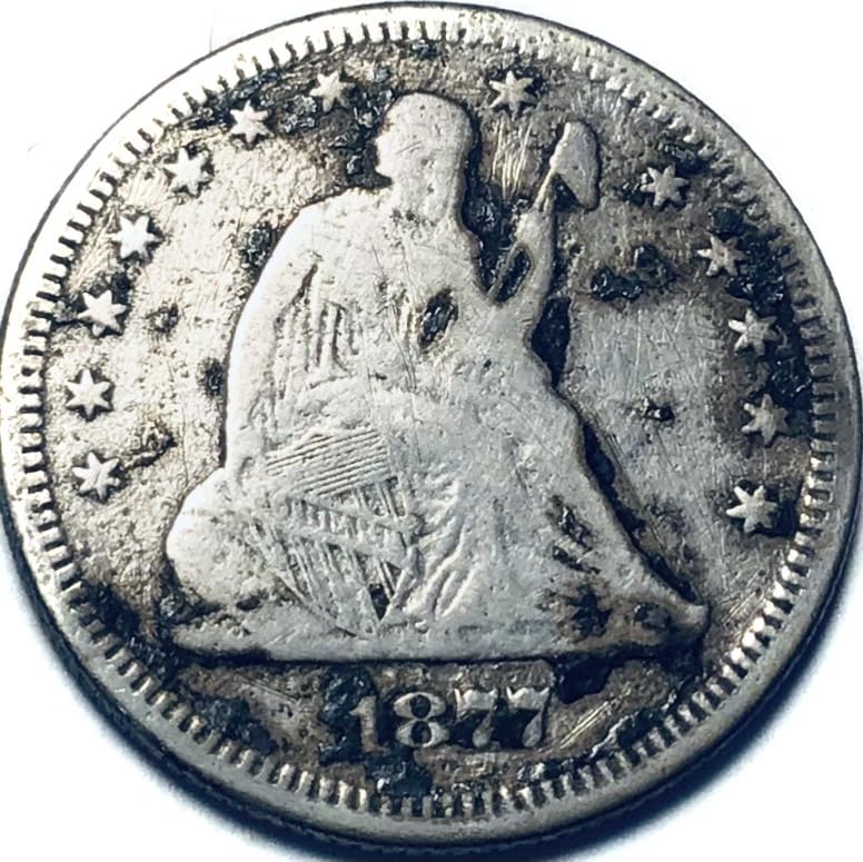 1877 P Seated Liberty Silver Quarter Good Plus G6