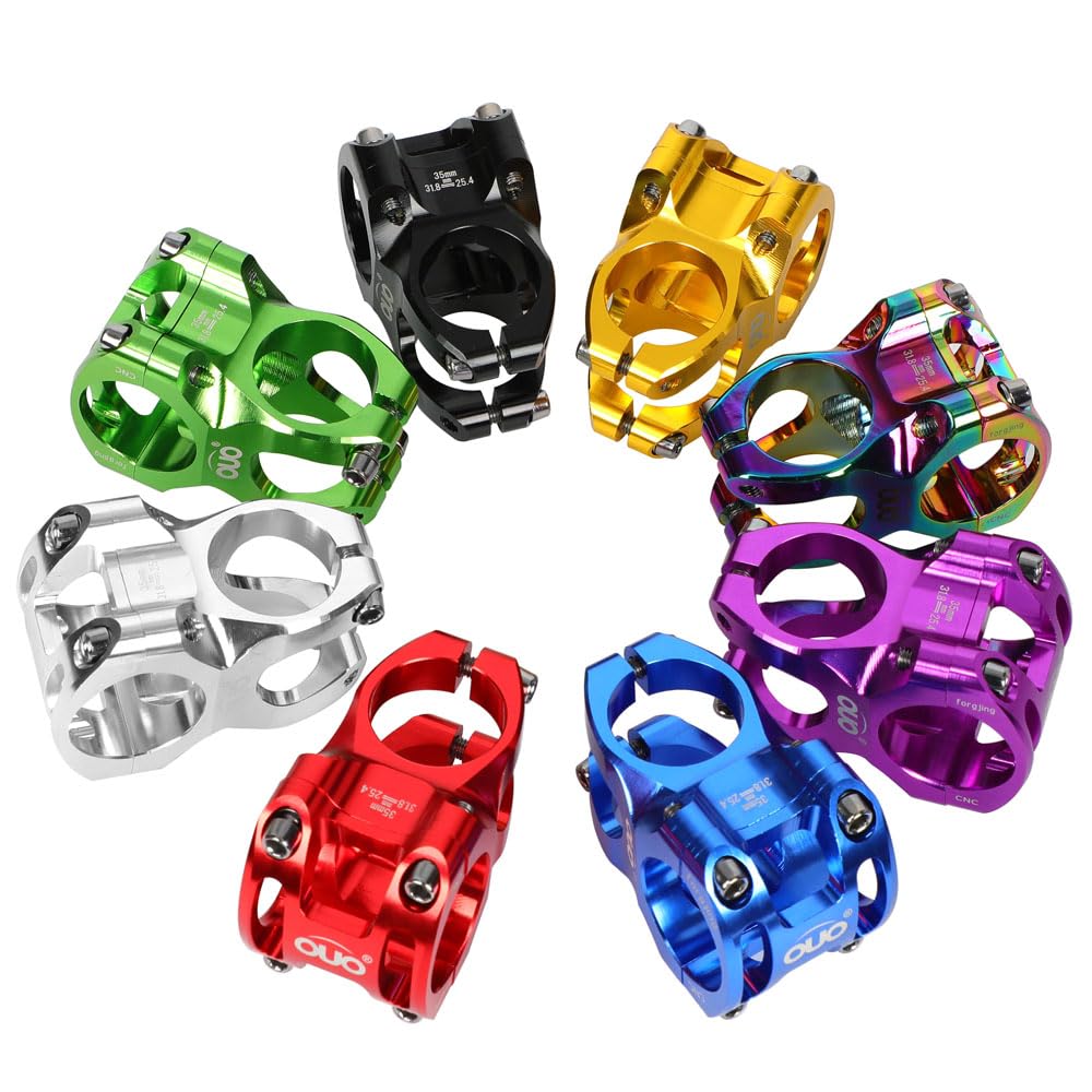 Attacco Manubrio MTB 1 pz Attacco Manubrio Bicicletta 31.8-25.4mm Spessore 35mm MTB Attacco Manubrio 0 Gradi Stelo Giù Stelo riser Bicicletta Ultraleggero Attacco Manubrio(Gold STEM shim)