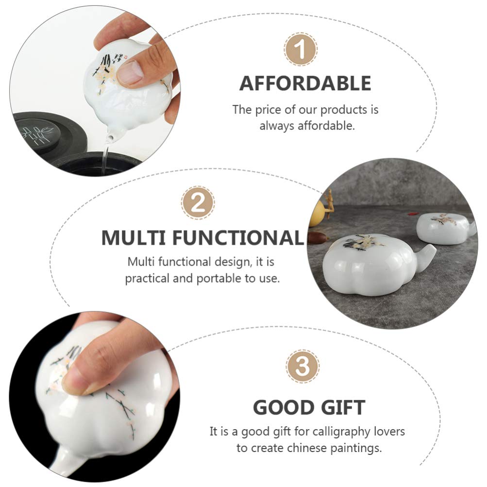 PH PandaHall 2-Pack Flower Ceramic Ink Dish - Porcelain Ink Plate & Brush Rest For Calligraphy & Painting