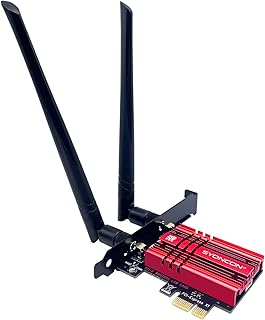 WiFi 6E AXE5400 PCIe WiFi Card Intel AX210 Chipset with Bluetooth 5.3 Adapter Tri-Band 2.4G/5G/6GHz 5374Mbps PCI Express Wireless Network Card for Desktop PC Windows 10/11 (Red)