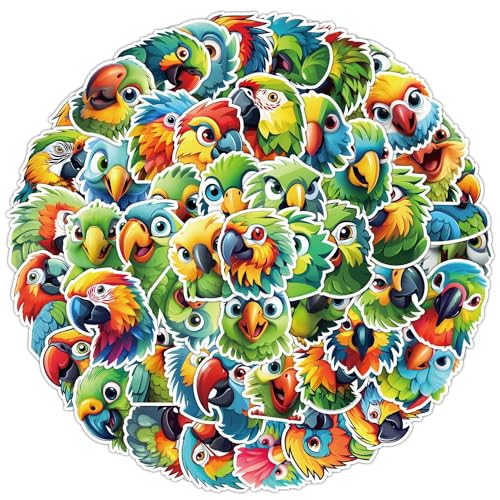 50 adesivi Pappagallo per bottiglie d'acqua, adesivi in vinile, accessori per libri,laptop, diario, album per adulti e adolescenti ragazza