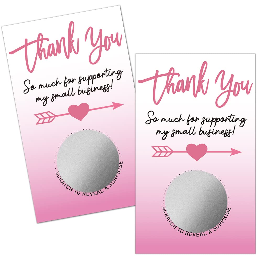 Haizct 50 Pack Pink Thank You Blank Gifts Certificate Scratch Off Cards for Small Business, Spa Beauty Makeup Hair Salon, Bridal Shower, Baby Shower,