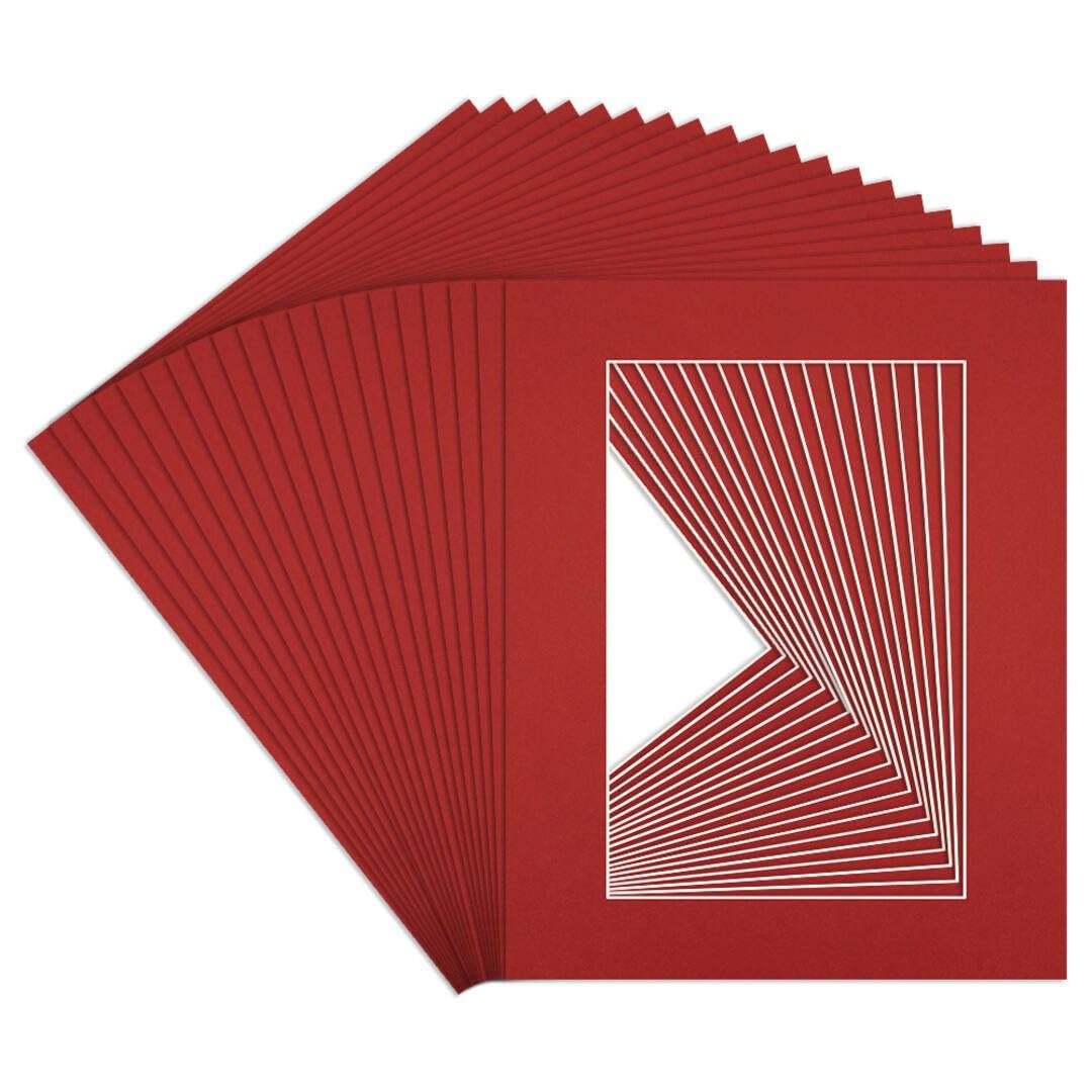 Procut Global 20x16" Crimson Picture Mounts to Fit 15x10" Aperture - Precision Cut Cardboard Photo Mount - Ideal for Frames, Prints, Artwork & Certificates - Sizes & Colours Available - 20 Pack