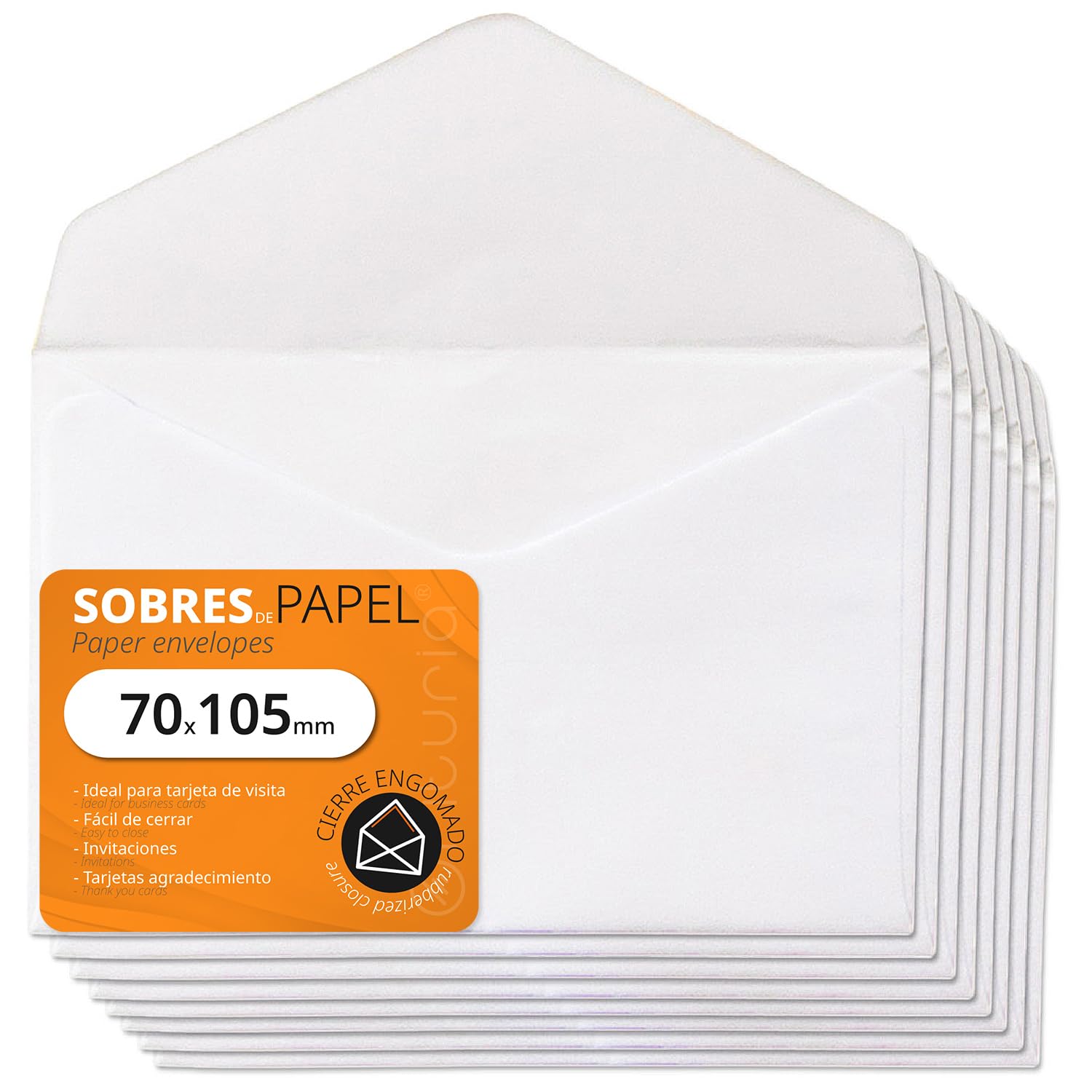 White Letter Envelopes, Paper Envelopes with Pointed Flap, Envelopes for Invitations and Letters, Envelopes for Business Cards, Paper Envelopes for Gift Card, Birthdays - Ofituria (70x105mm, 50pcs)