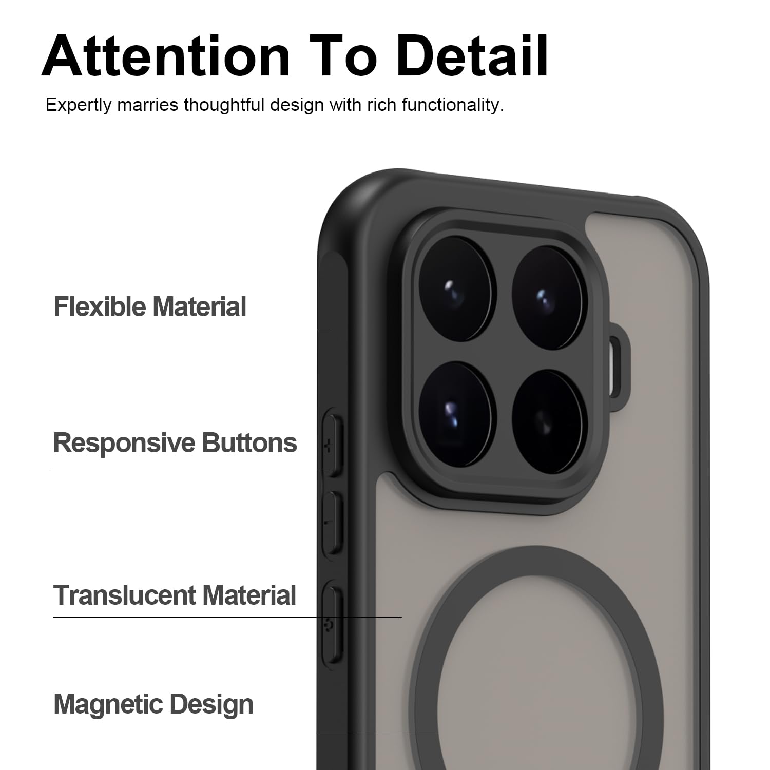 Magnetyczne etui do Xiaomi 17T 5G kompatybilne z MagSafe,[pełna ochrona aparatu] Półprzezroczysta, matowa tylna obudowa odporna na zarysowania obudowa, czarna