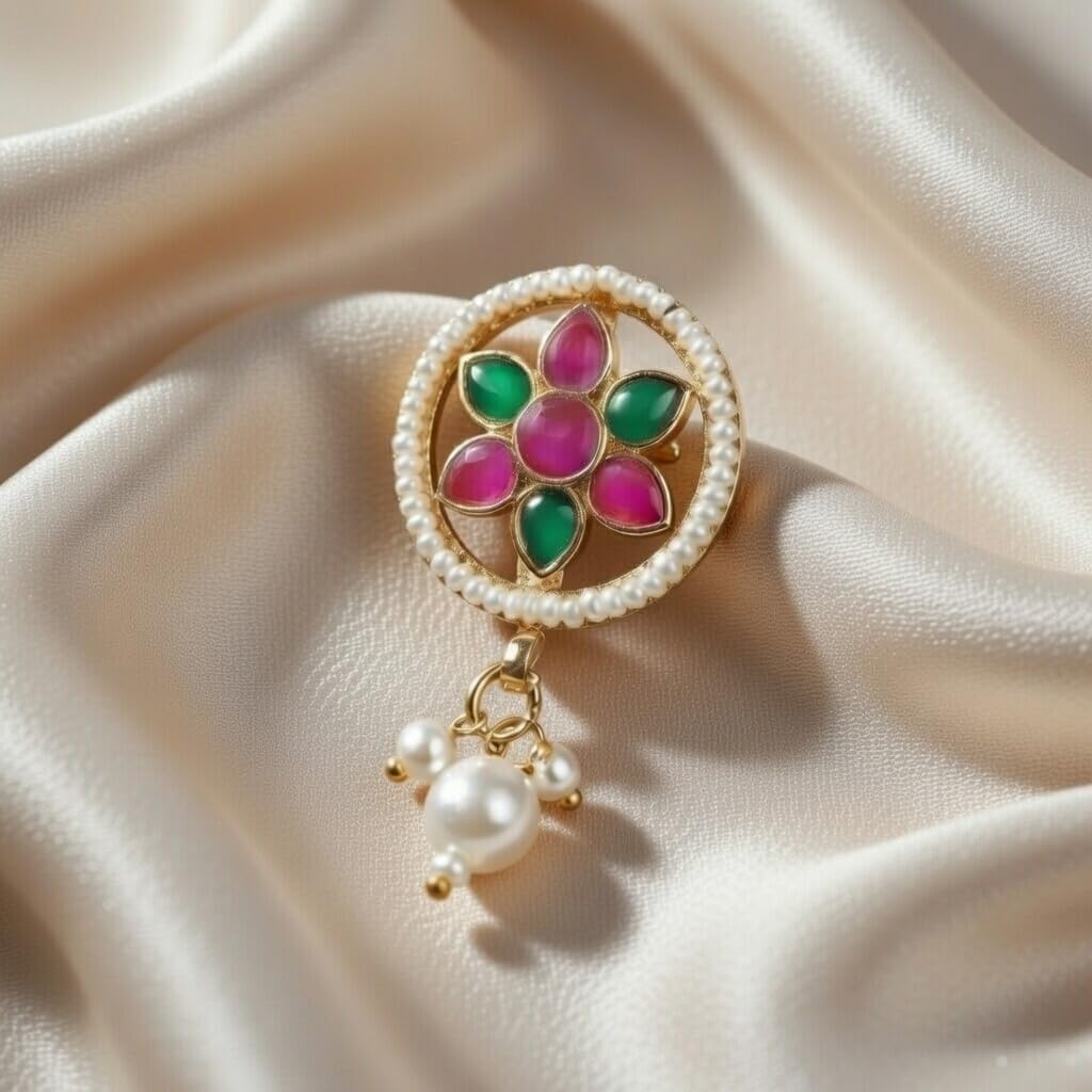 Efulgenz Indian Jewelry Fake Nose Stud Pin Floral Non Piercing for Women