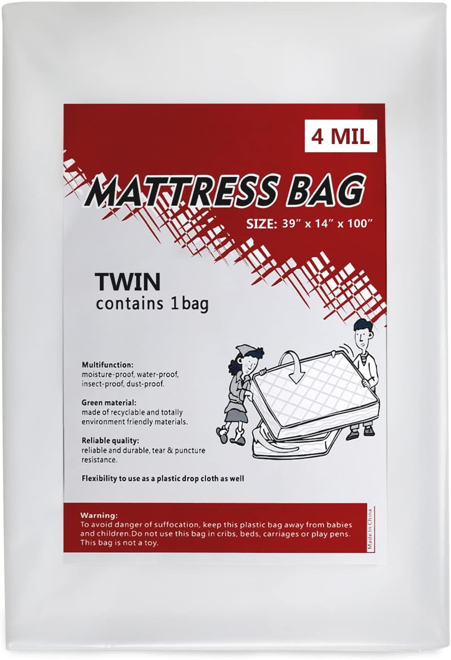 UHaul Pillow Top Twin Mattress Bag Moving & Storage