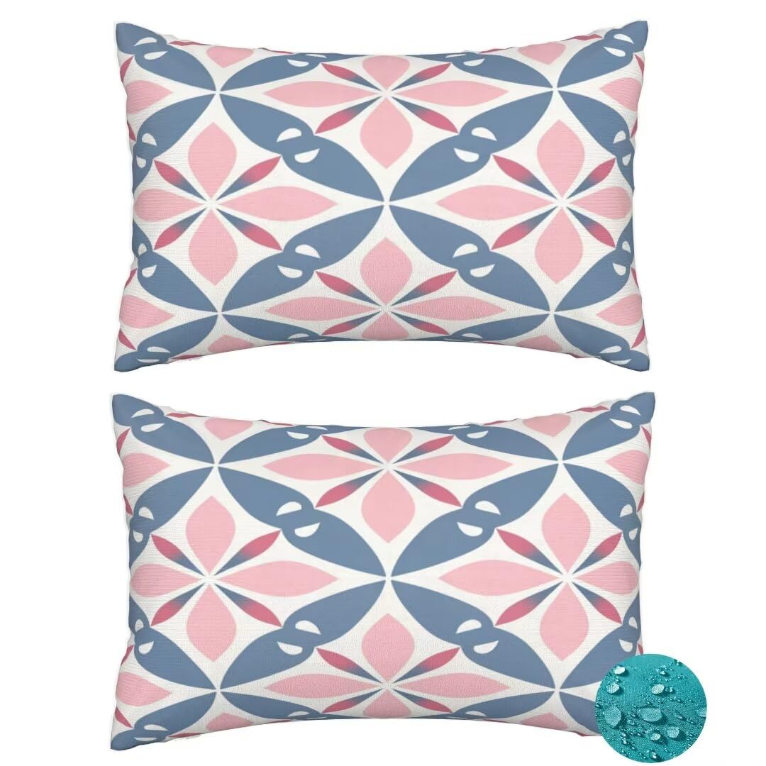 Cuscini Esterno Impermeabili 2 Pack Rosa Federe Cuscini Divano 60x90 cm, Estate Cuscini per Divano Esterno Giardino, Lounge Cuscini per Divano Nordico Cuscini Decorativi, per Auto Balcone Patio -DF379