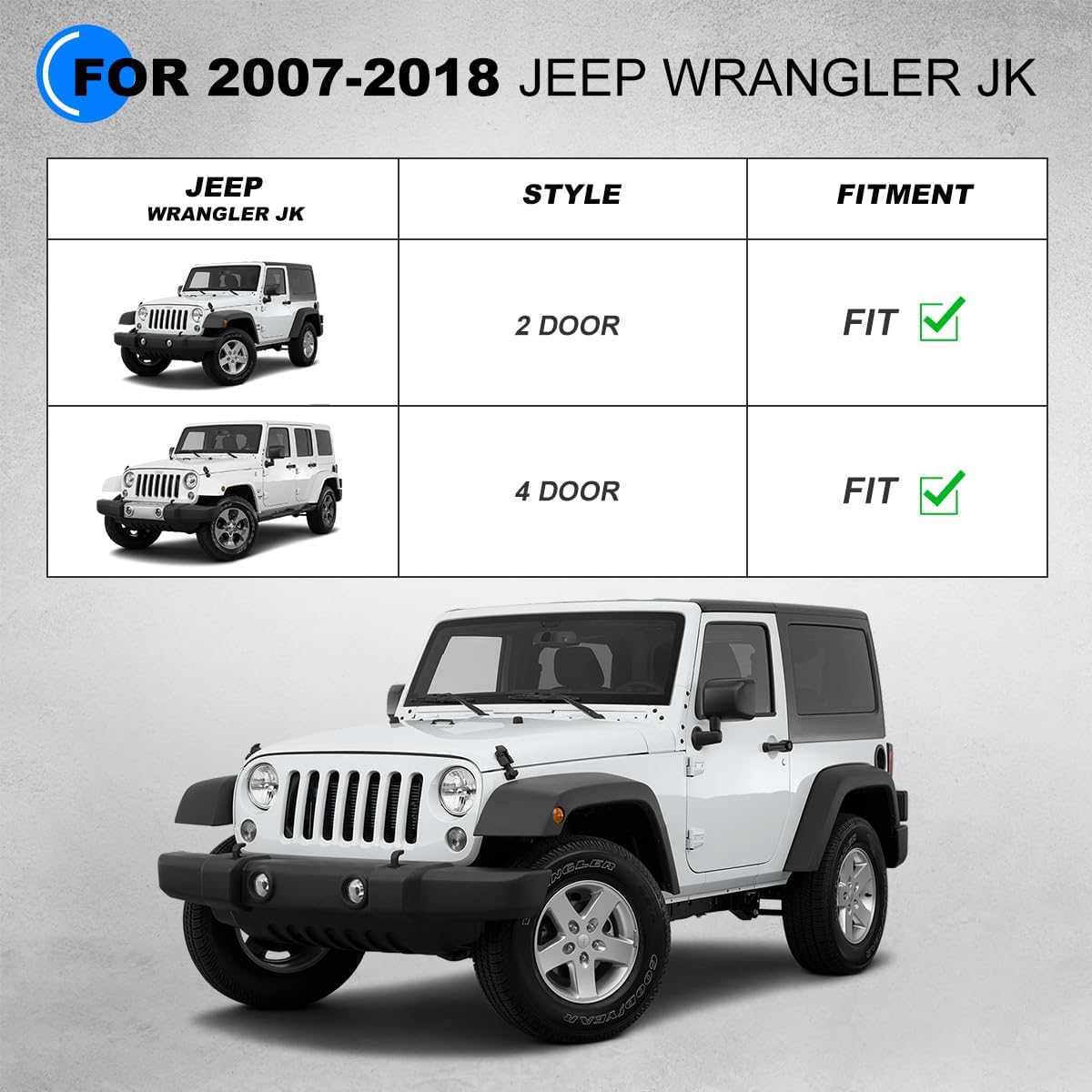 WOLFSTORM Front Inner Fender Liners Fit For 2007-2018 Jeep Wrangler JK/JKU 2018-2022 Jeep Wrangler JL/JLU 2/4-Doors