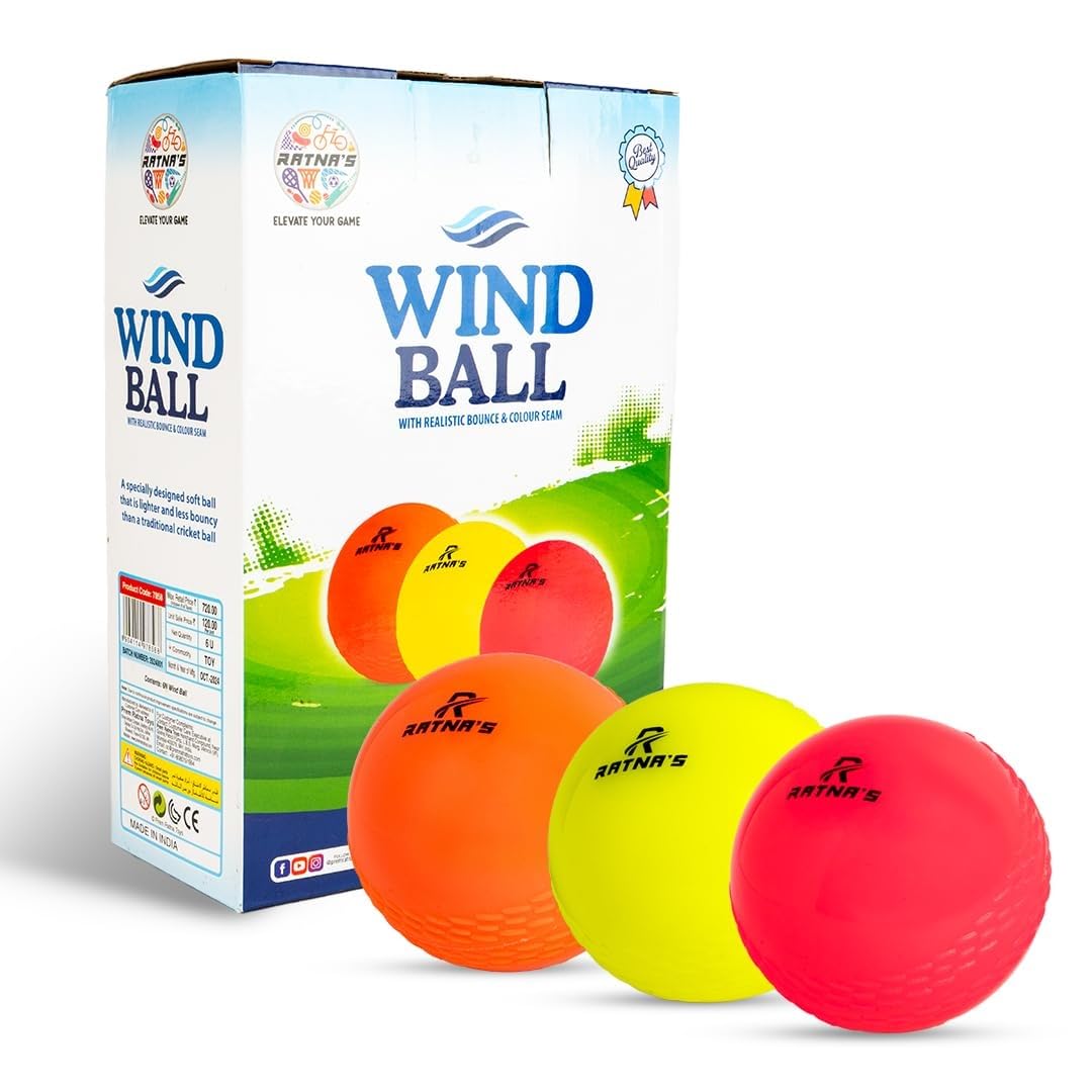RATNA'S Wind Ball 6 Pcs for Cricket, Soft Lightweight Balls with Realistic Colour Seam, for Kids 5+ Years-picture-25