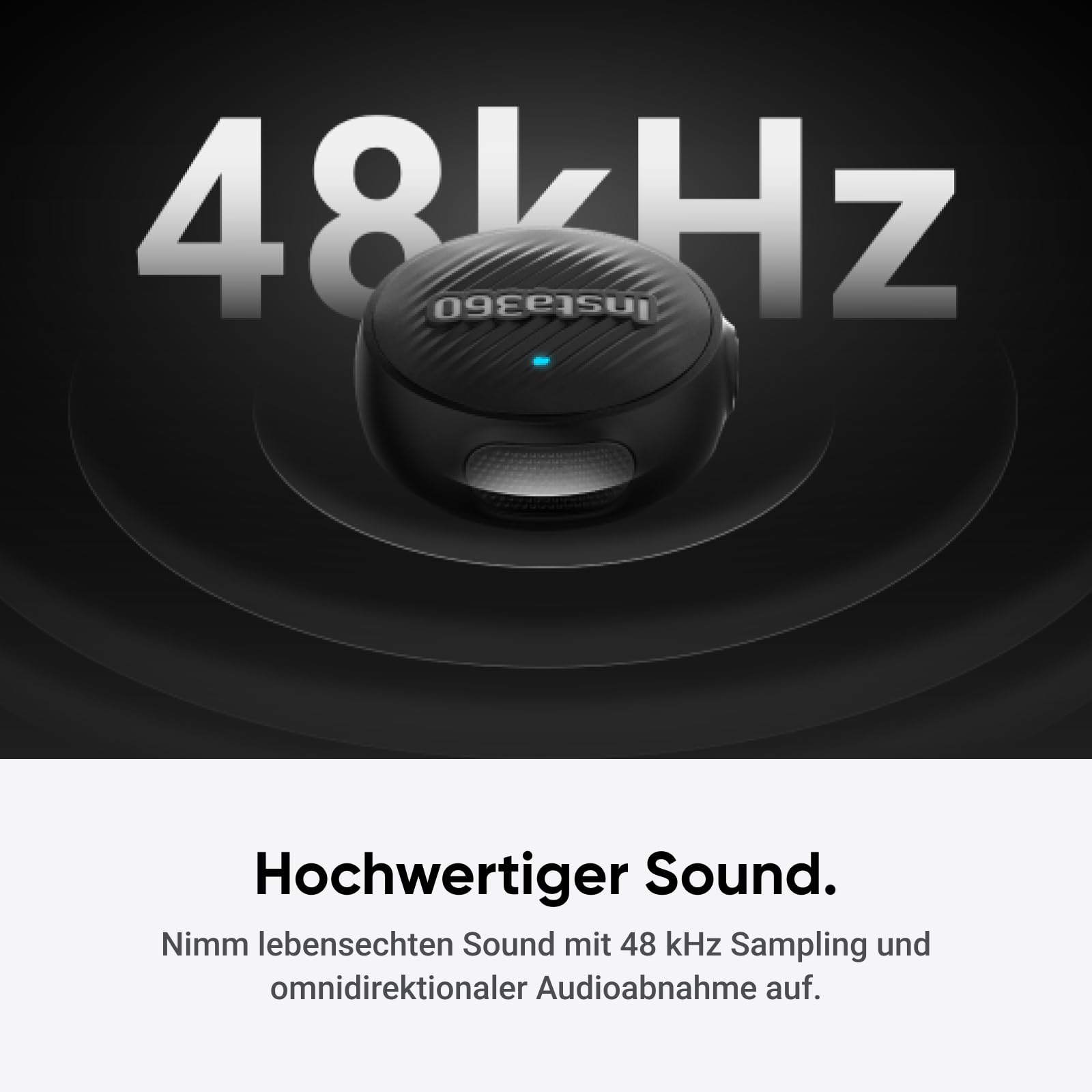 Insta360 Mic Air Transmitter, ultraleichte 7,9 g, Drahtloses Mikrofon X5/X4/X4 Air/Ace Pro 2/GO Ultra, Rauschunterdrückung, Vlog, Streaming