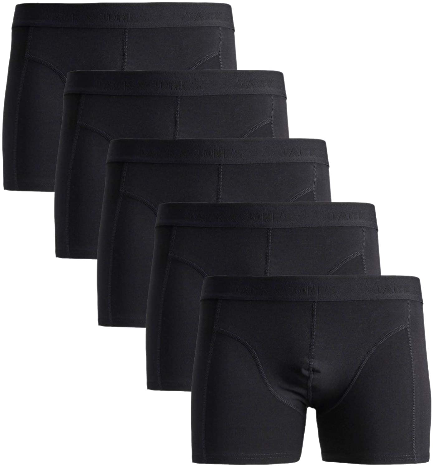 Jack & Jones Men's 5-Pack Boxer Shorts Trunks Mix Underwear Multipack (Black 953, XXL)