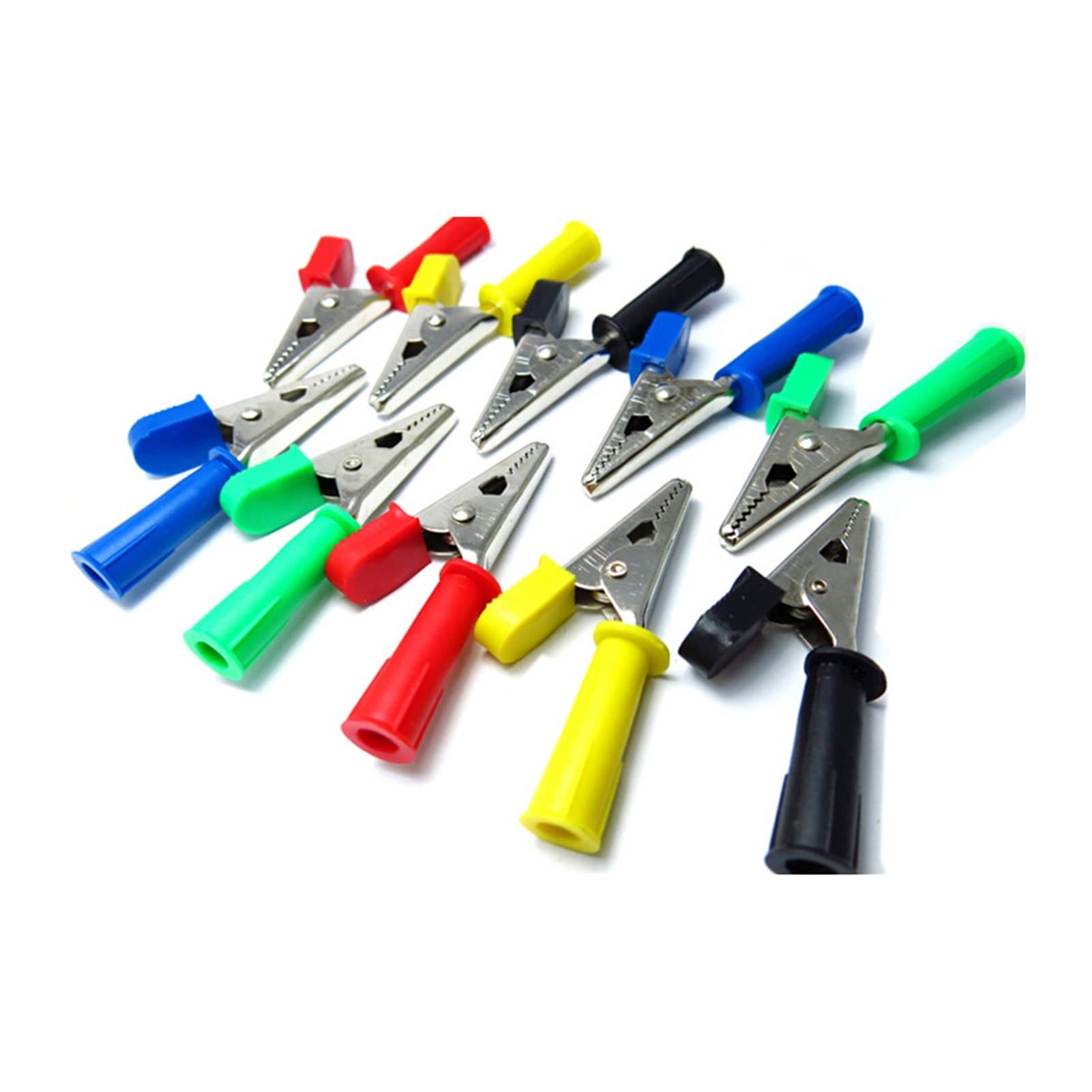 20 unids/Lote Clip de Prueba de Pinza de cocodrilo Color Rojo/Negro/Amarillo/Azul/Verde con Apertura de Conector de 4mm 10mm