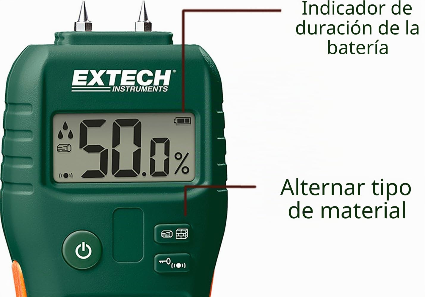 Extech MO55 Combinación de medidor de humedad con/sin agujas