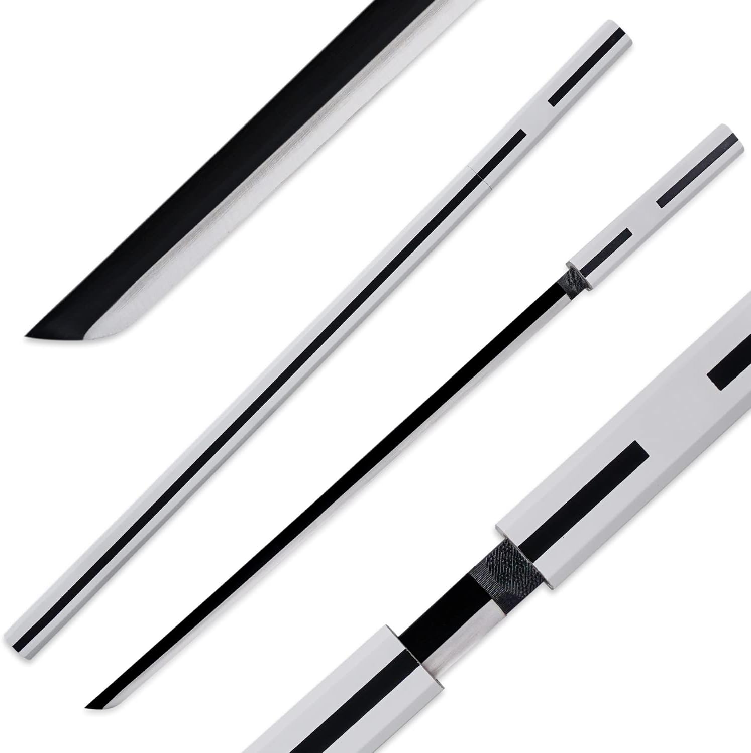 Zisu Carbon Steel Katana, Chokuto Katana, Logo on Both Side, About 39 inch Overall, Black & White Available