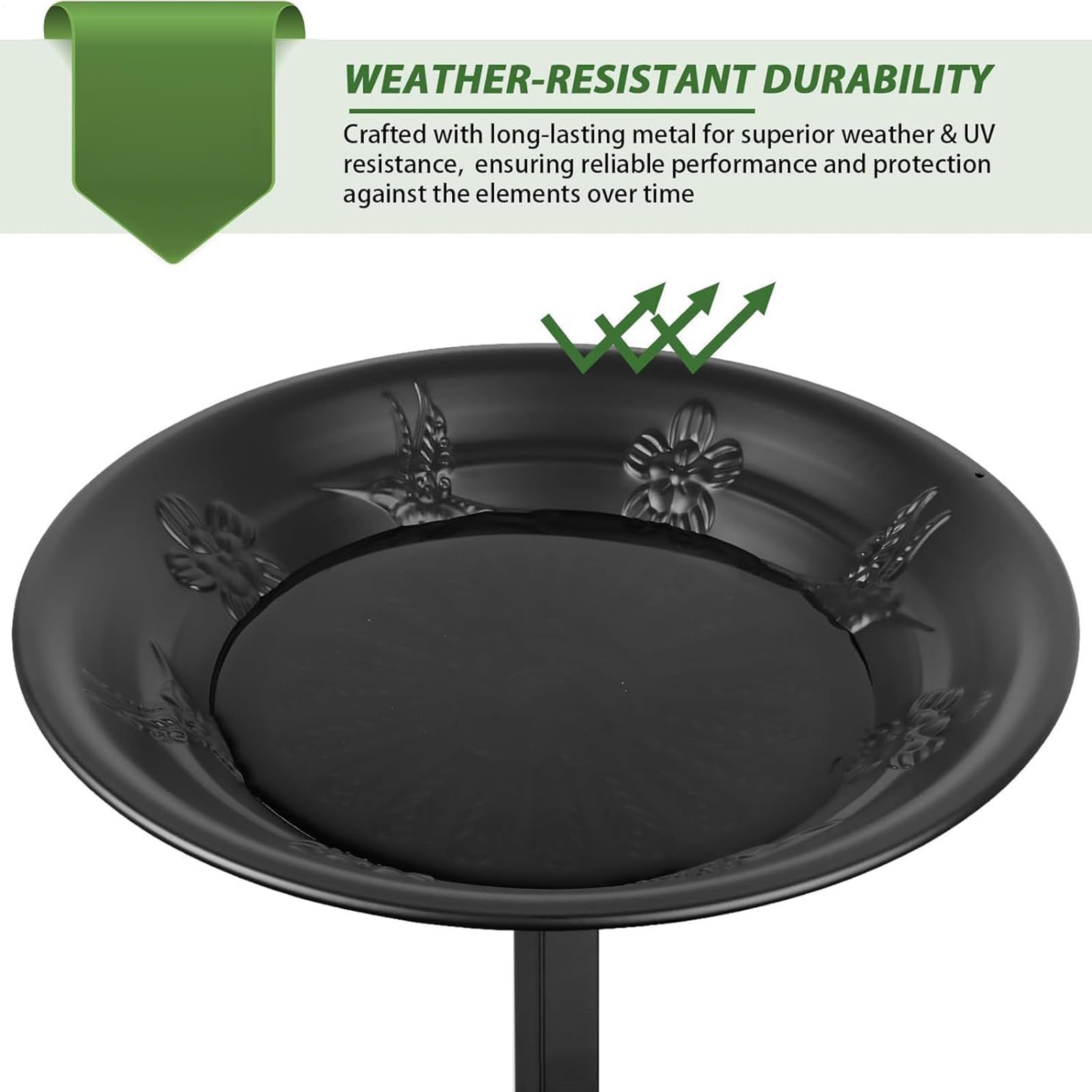 Pila o Baño para Pájaros de Metal con Estacas, Múltiples Niveles, Elegante | y Bebedero para Aves Silvestres de Exterior para Jardín, Patio, Terraza y
