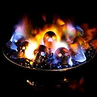 Vista 1 de Shimeyao 12 Pcs Fireproof Fire Pit Skull Halloween Imitated Human Skull for Indoor Outdoor Fireplaces Refractory Metal Fire Pits Halloween Decor