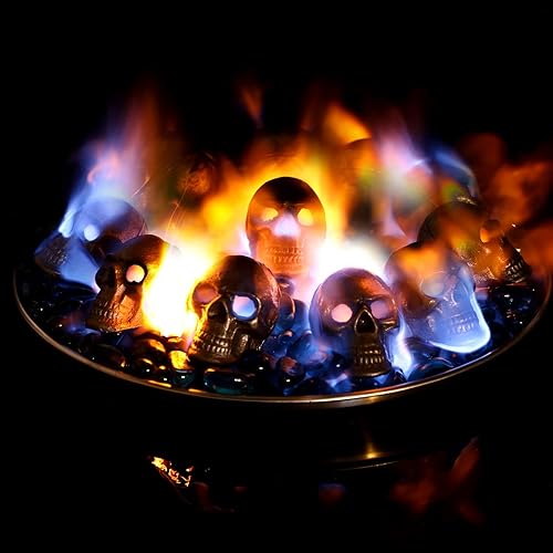12 piezas de cráneo de hoguera ignífugo de Halloween para chimeneas de interior y exterior, hogueras de metal refractario, decoración de Halloween,