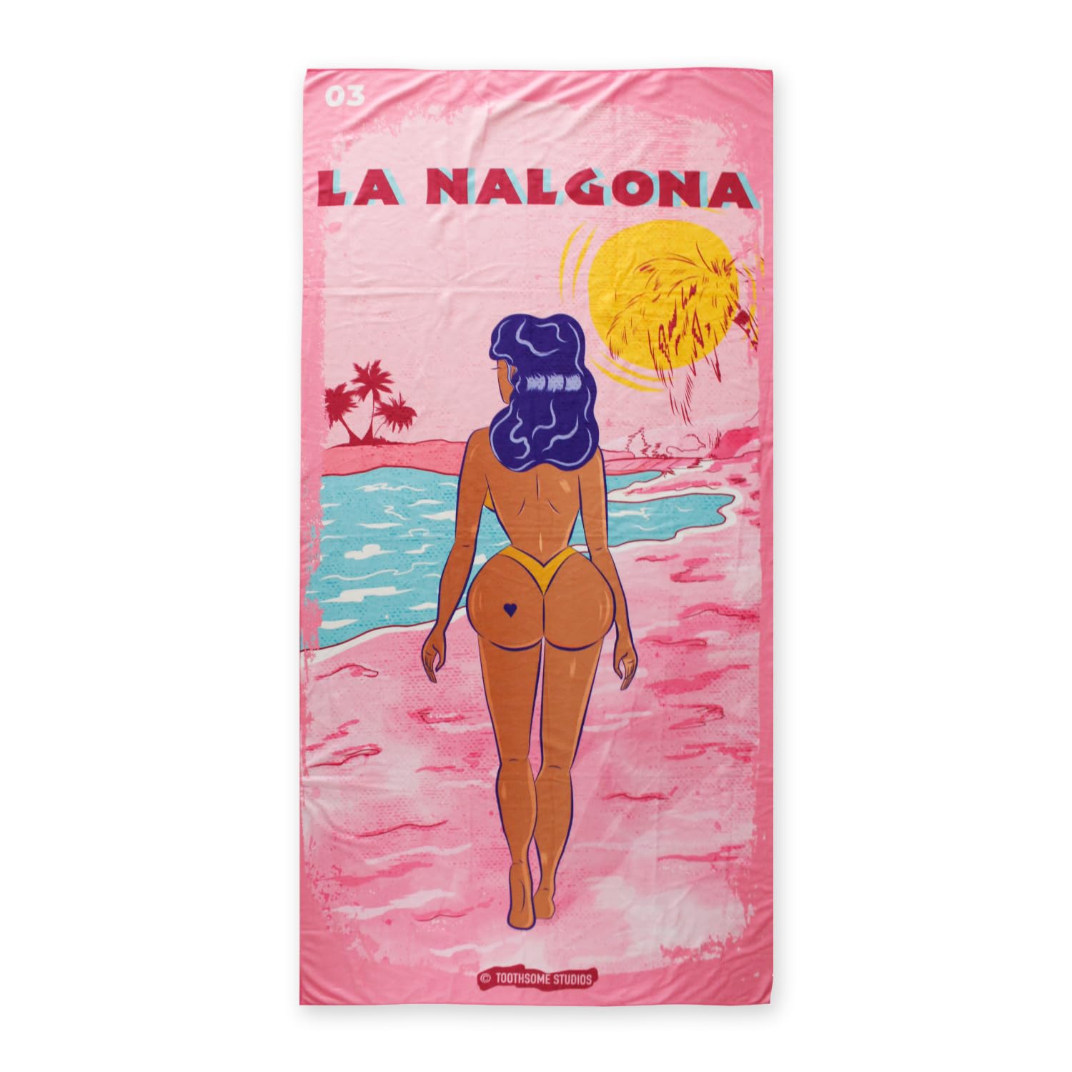 Toothsome Studios La Nalgona 31.5" x 63" Mexican Lottery Oversized Microfiber Beach Towel Quick Dry Pool Travel Cruise Camping Essentials (LaNalgona)