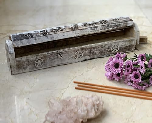 Miniatura 2 de Soporte para barra de incienso de madera y quemador de cono, ataúd con compartimento de almacenamiento, soporte orgánico ecológico para agarrbatti,