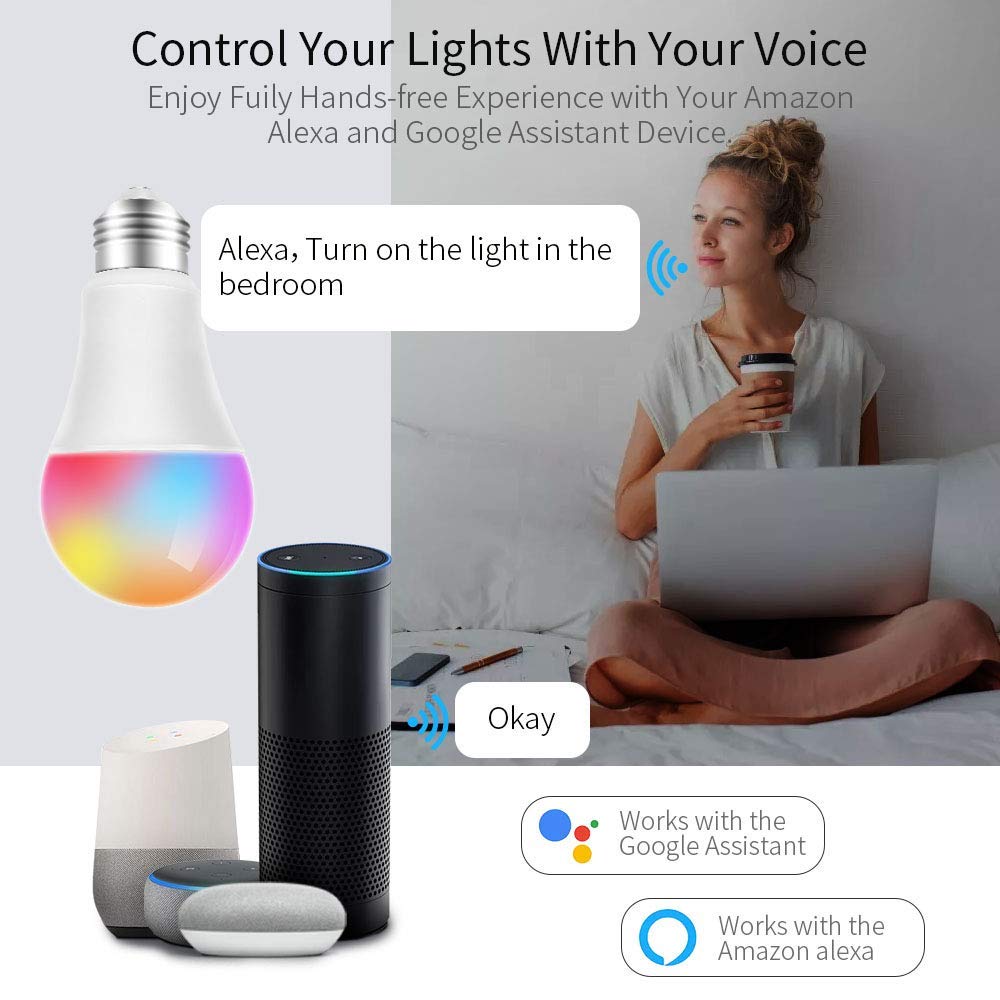 Fcmila Wifi Smart Lamp Bulb, 10w Smart Dimmable Colorful Light Bulb Intellegent App Control Remoto Trabaja Con Alexa/Google Assistant/Siri/Ifttt (e27 / B22 / E26 / E14 / Gu10)