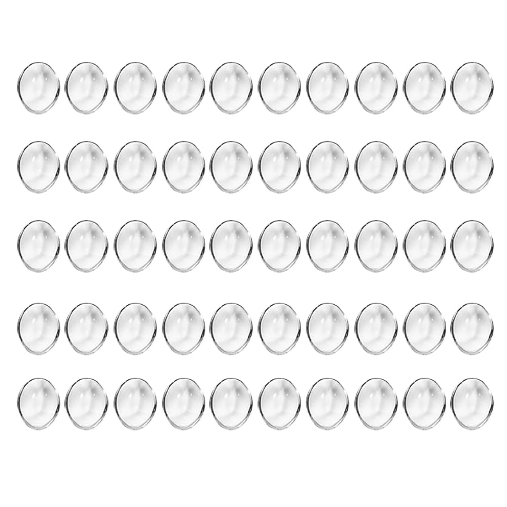 Vokenforu 50Pcs Clear Oval Glass Cabochons 8x10mm Flat Back Glass Dome Tiles for Photo Pendant Crafts Making