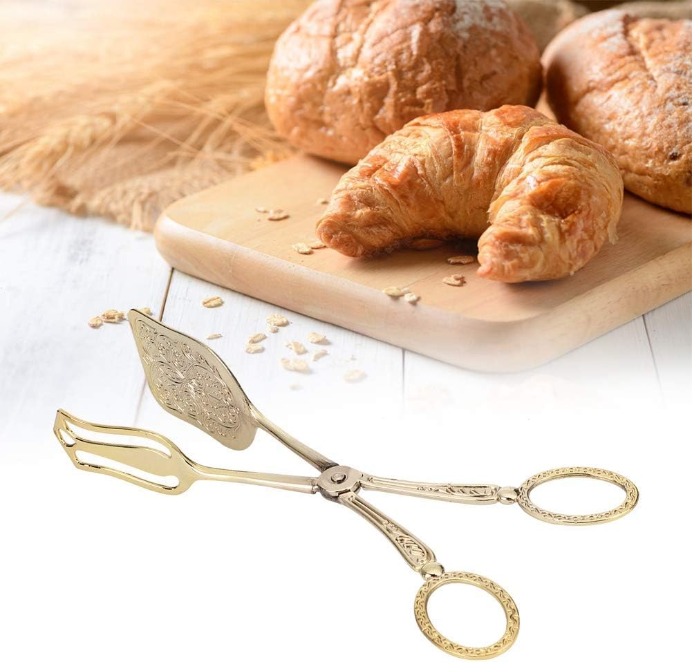 Gold Serving Tongs, Zinc Alloy Bread Clip Salad Food Tongs Lightweight Cake Astry Tong Serving Clip for for Christmas, Birthday,Halloween 9.1in X 2.0in