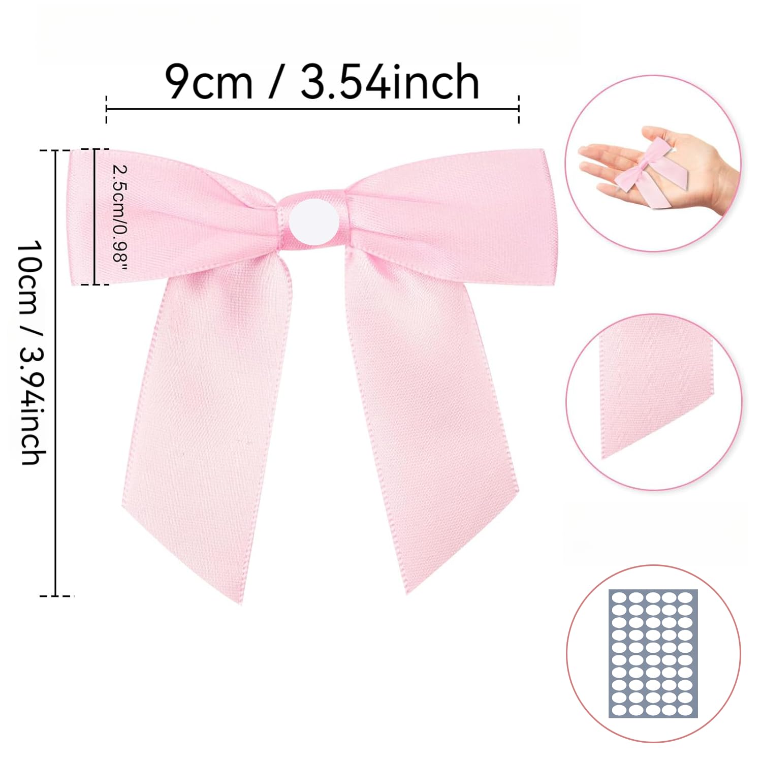 Nokwocy 50 Pezzi Fiocchi in Raso Rosa, Mini Fiocco Decorativo per Sacchetti Regalo, Sacchetti Regalo di Nozze per,per Sacchetti di dolcetti, bomboniere, Decorazioni, Confezioni Regalo (Rosa
