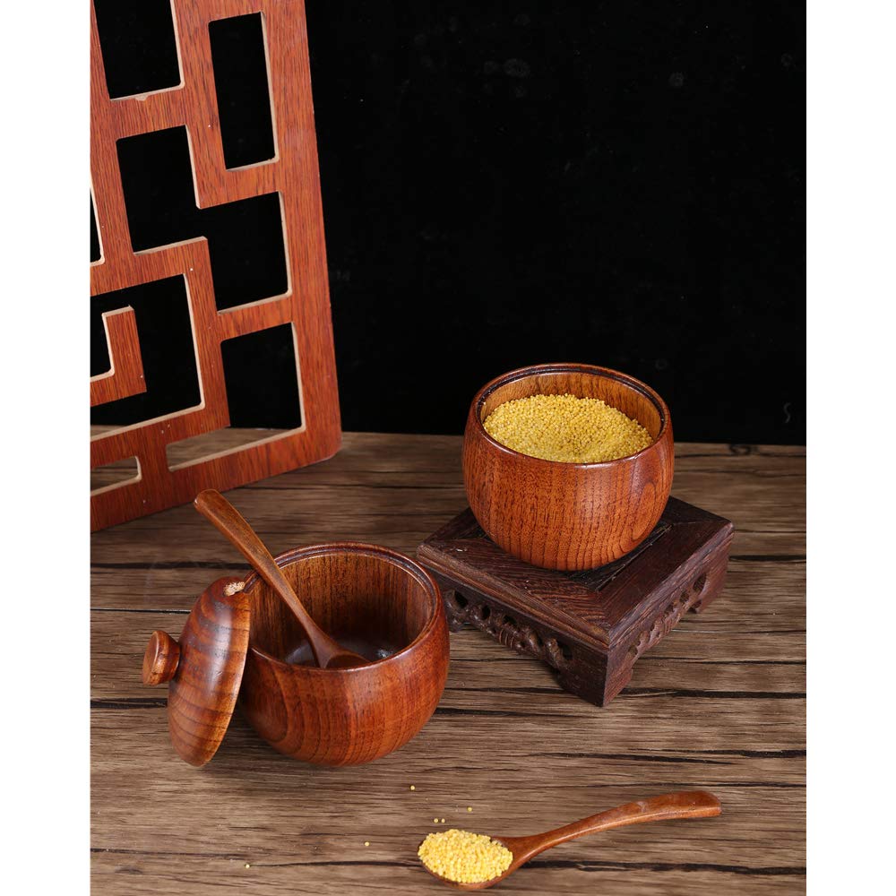 HURRISE Conteneur à épices Boîte à Sel En Bois Avec Couvercle Cuillère