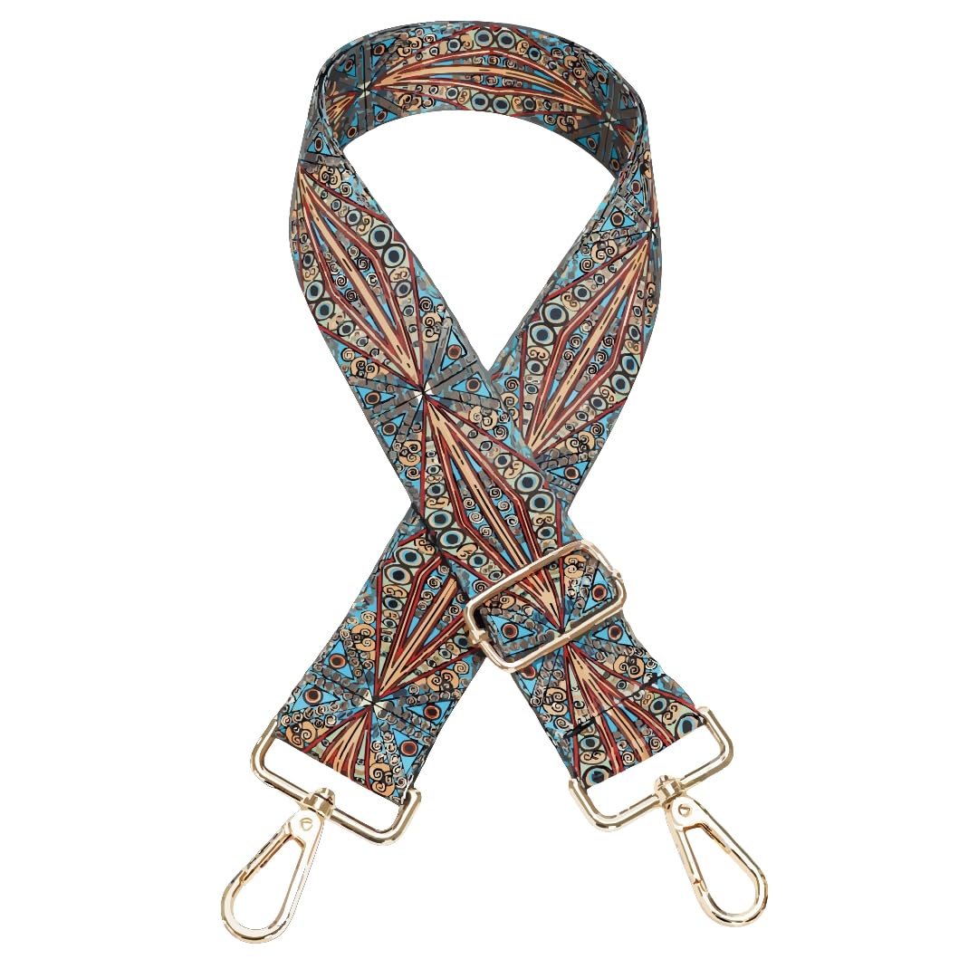 Printed Adjustable Shoulder Sling Bag Strap, Wide Crossbody Bags Replacement Broad Straps with Golden Metal Hooks, Fashion Handbag Accessories, Strap Sling Bags