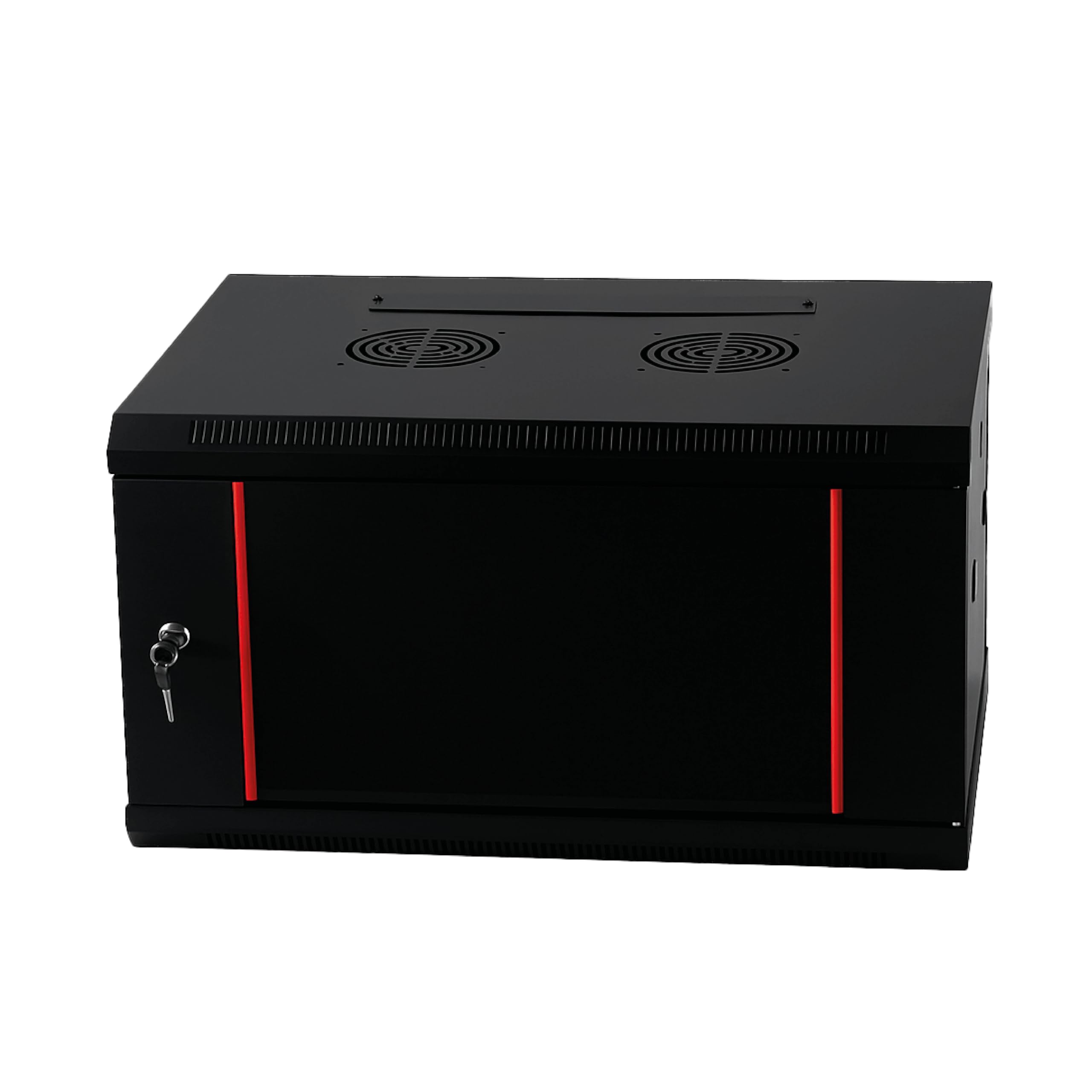 Baseline 19 Zoll 4 HE Netzwerkschrank mit Glastür 600x450x280mm (BxTxH) - Schwarz - Traglast 50 kg - Wandmontage - Serverschrank - Wandgehäuse - Server Rack - Server Enclosure