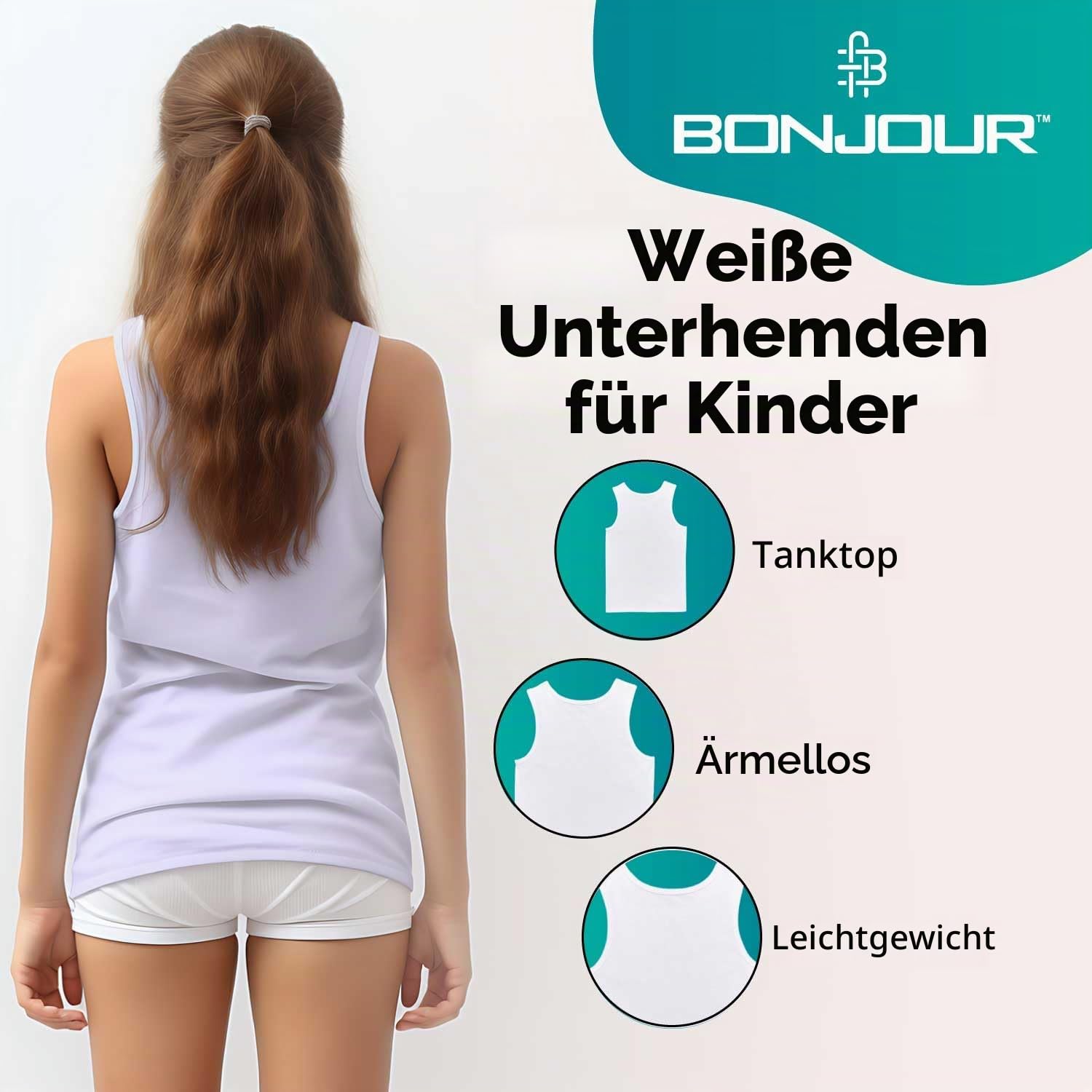 Warme Unterhemden für Jungen, einfarbig, ärmellos, 100% Baumwolle, 6 Stück, 1 bis 13 Jahre