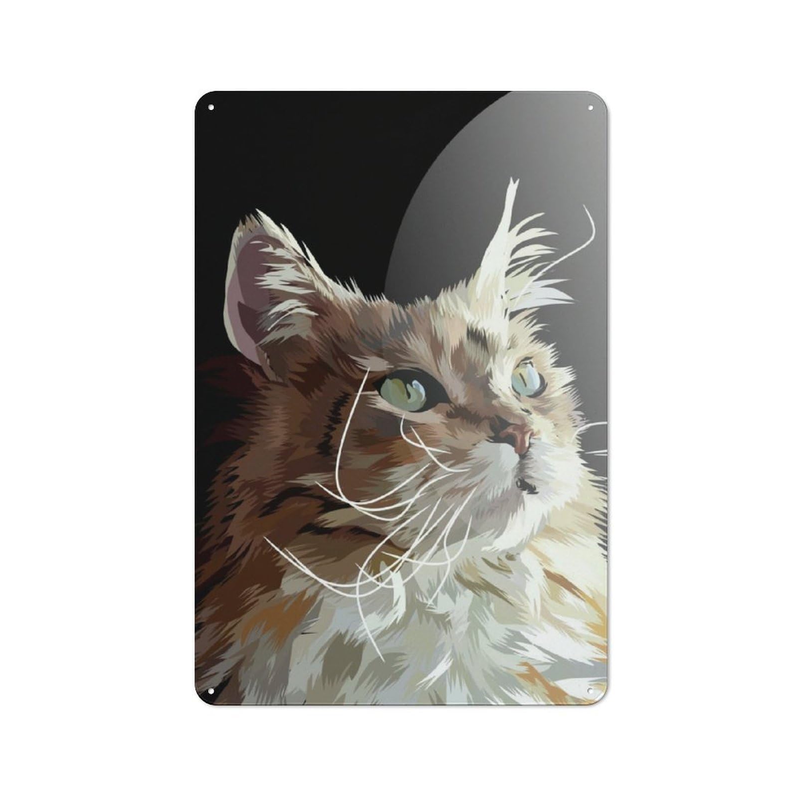 Vector Cat Metal Tin Sign, Small Wall Accent for Small Toilet, Washroom And Hallway, 30x20cm