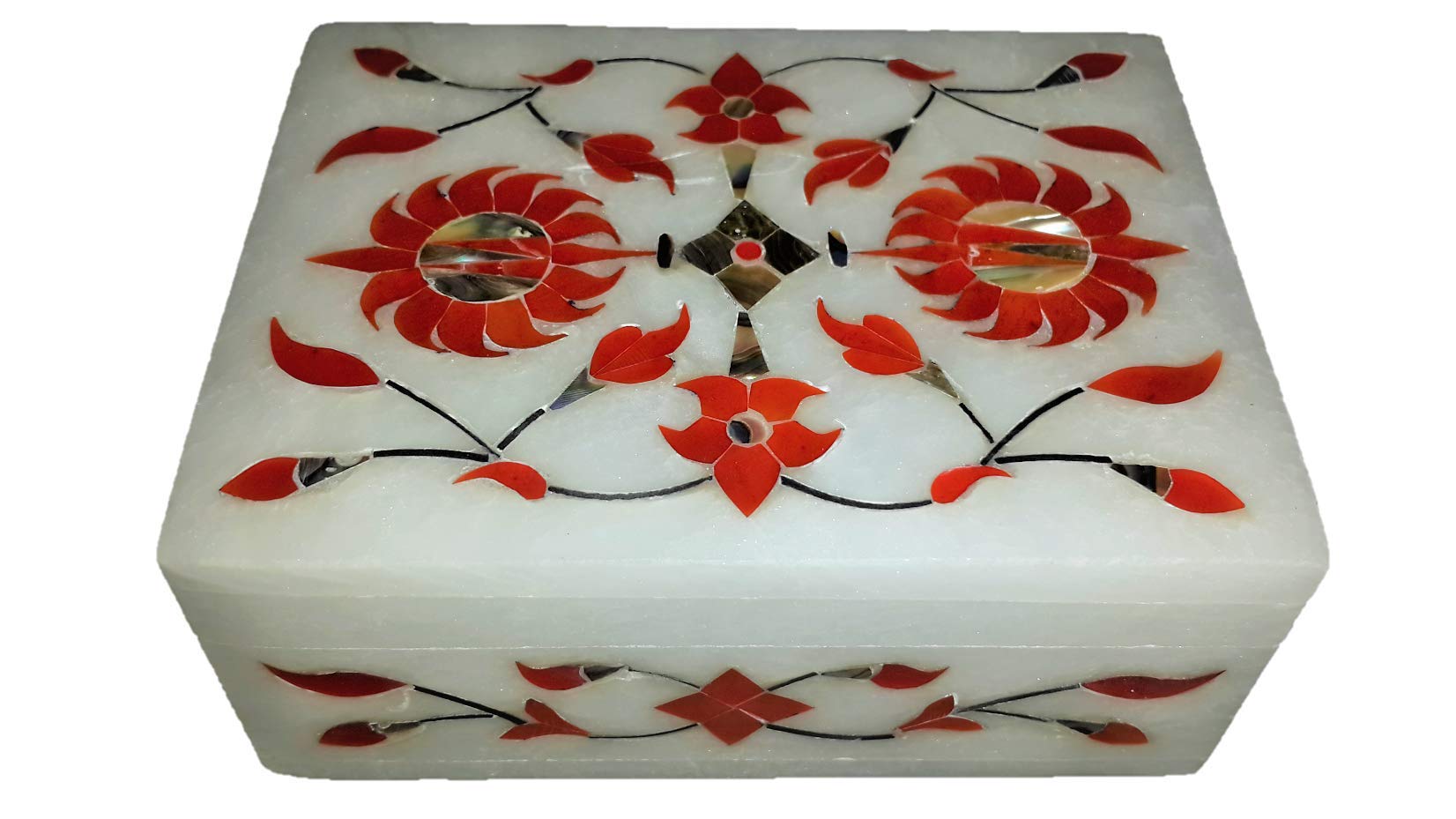 Pooja Creation White Marble Jewellery Box, Gift Box, Vanity Box, Bangle Box, Wedding Gift Box Jewellery, Bangle, Earrings, Rings Home Decor showpieace Item