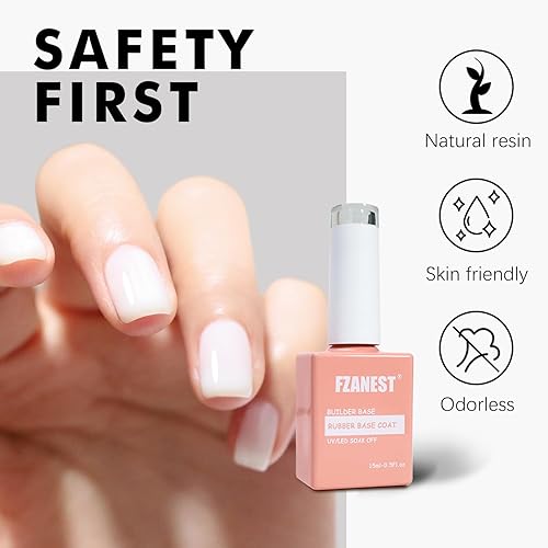 Miniatura 7 de FZANEST Gel constructor para uñas, esmalte de gel blanco lechoso base de goma para fortalecedor de uñas, extensión de edificio Apex, reparación de