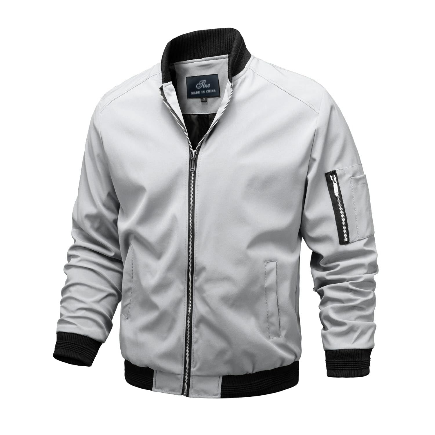 TLZCMen's Lightweight Bomber Jacket Windbreaker Slim Fit Active Coat  Outerwear